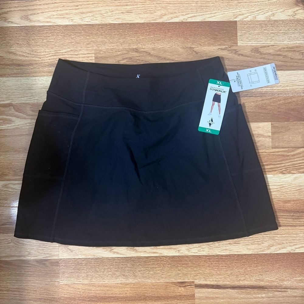 Skechers GO WALK GOFLEX High Waisted Skort Black Athletic Skirt XL New NWT